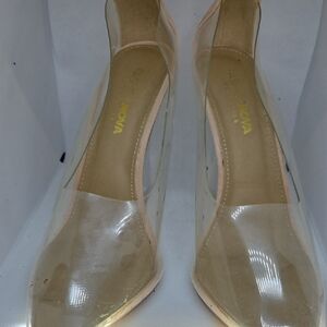 Fashion Nova Transparent and Beige Heels